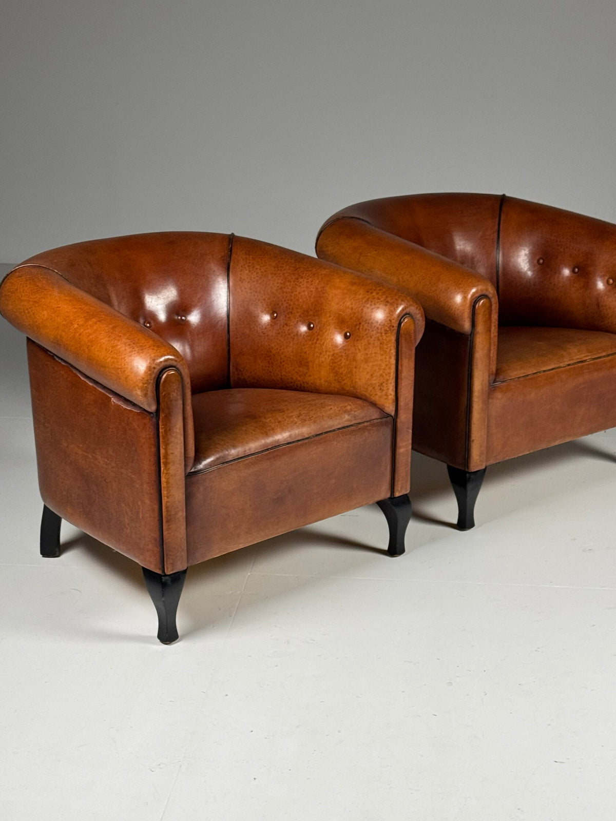 Pair of Sheepskin Leather Club Armchairs, Netherlands, photo 10