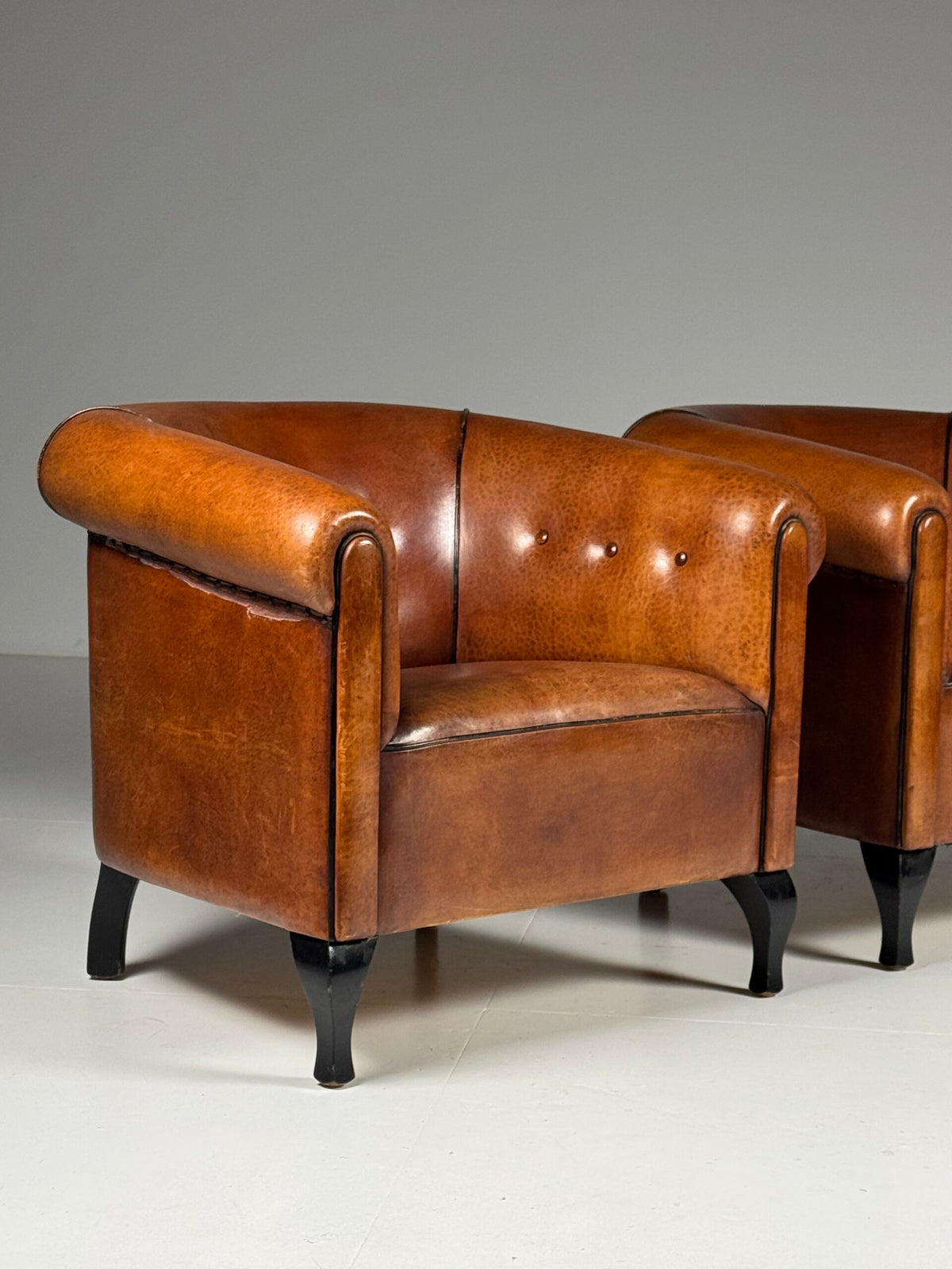 Pair of Sheepskin Leather Club Armchairs, Netherlands, photo 6