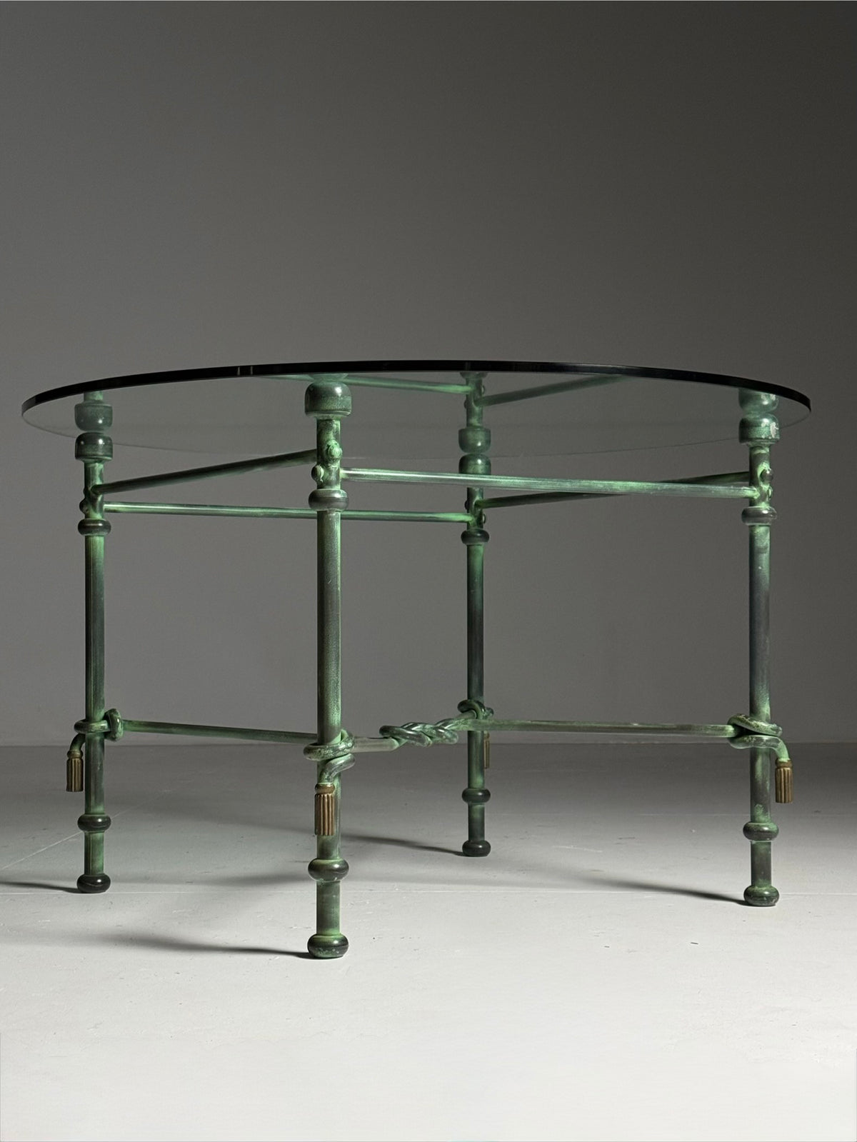 Vintage Rope Center Table with Tassels and Glass Top, 1980 to 1990, photo 11