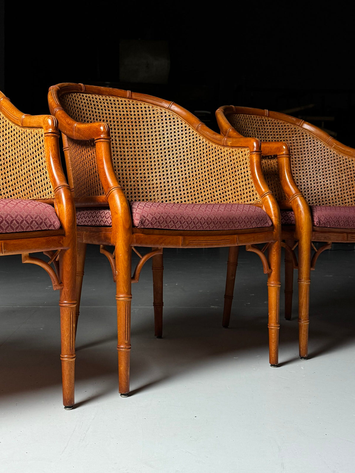 Set of Four Vintage Faux Bamboo Dining Chairs, photo 1