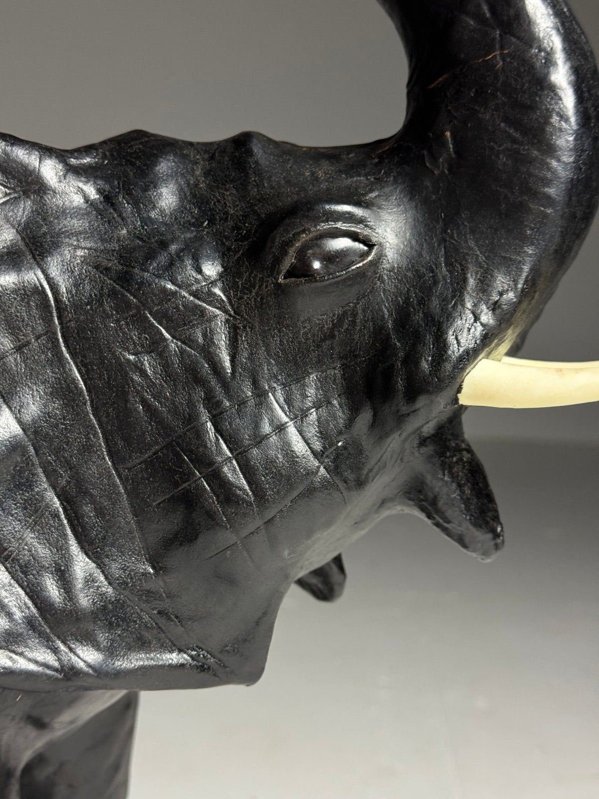 English Leather Covered Elephant Statue, photo 5