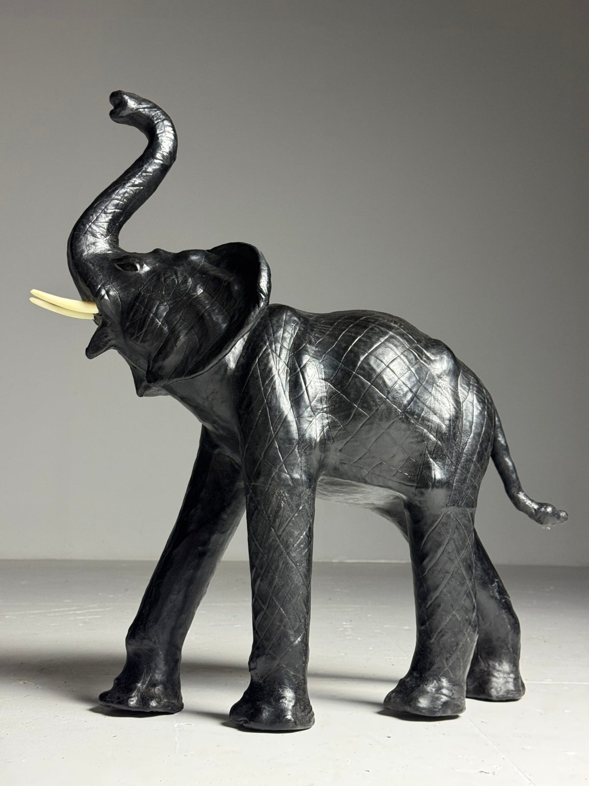 English Leather Covered Elephant Statue, photo 14