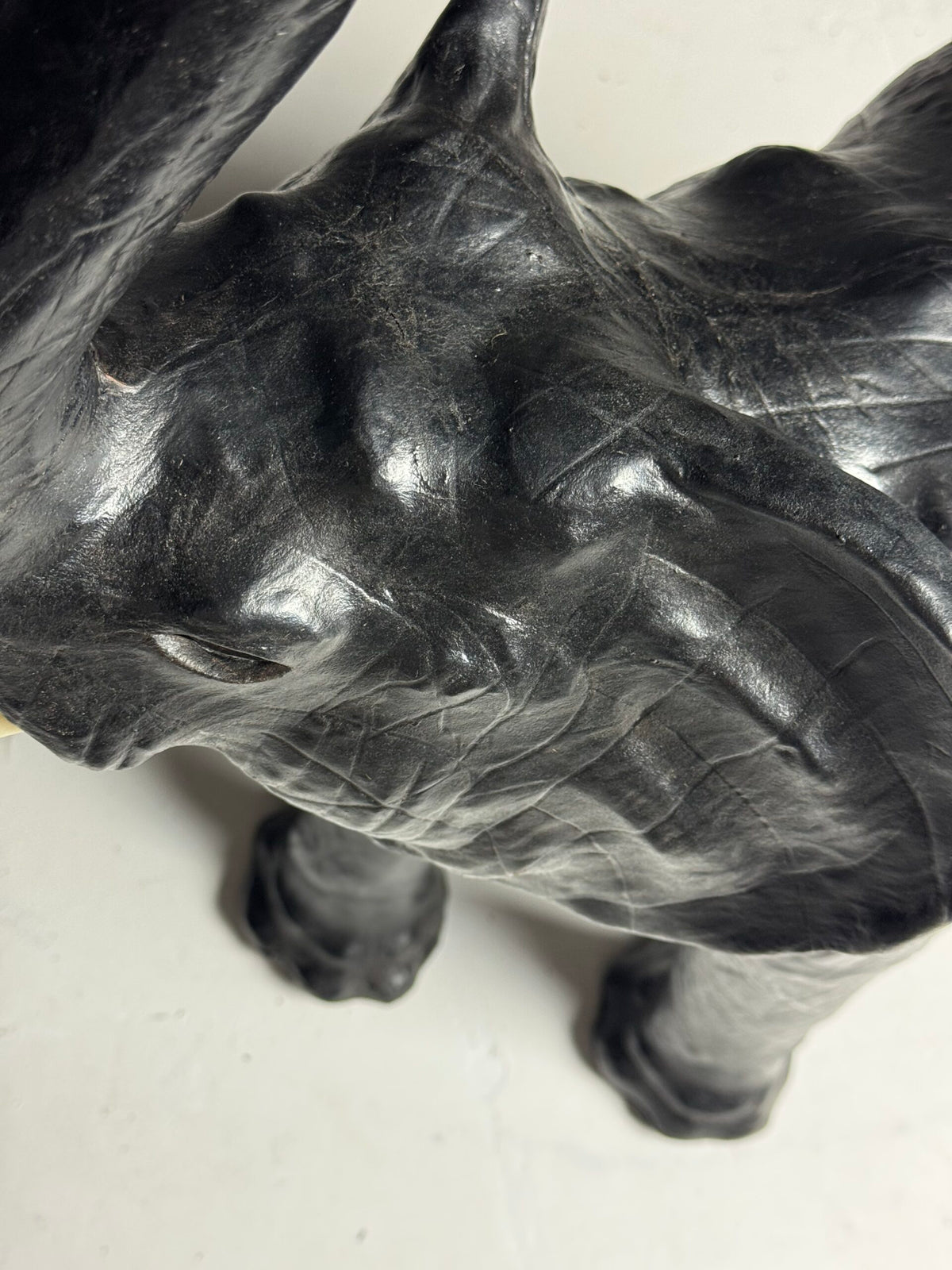 English Leather Covered Elephant Statue, photo 16