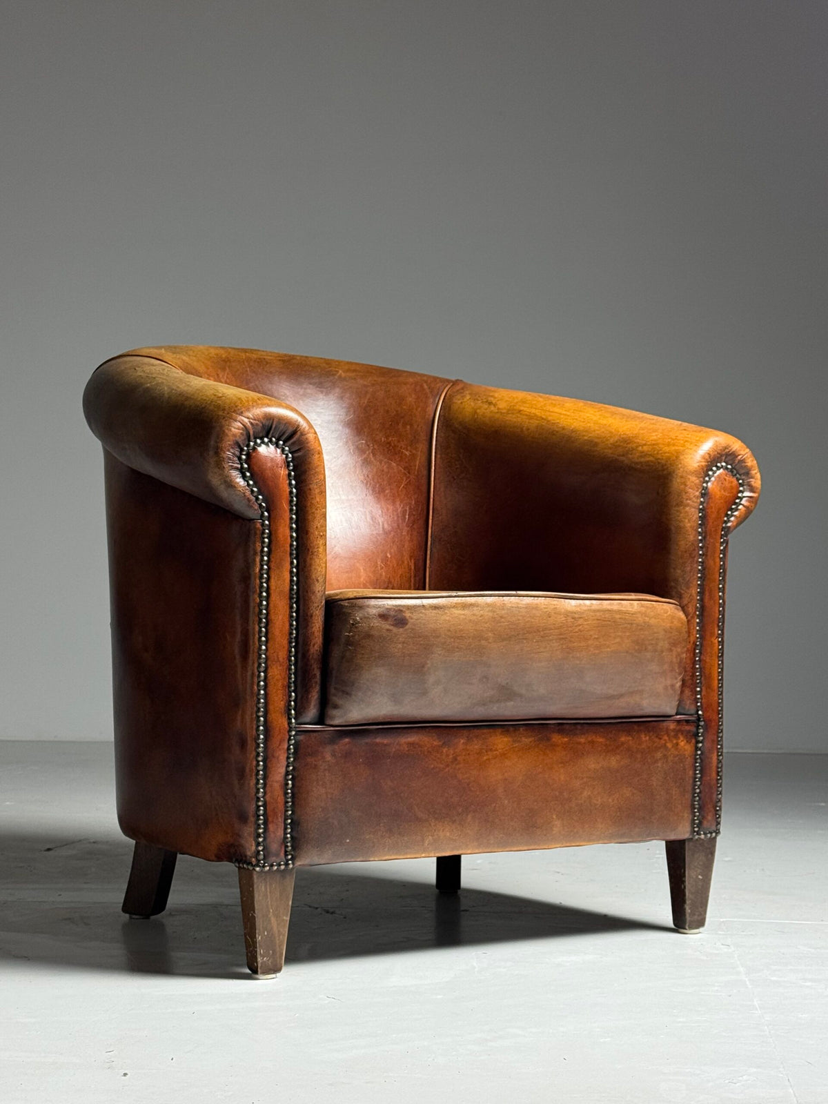 Pair of Dutch Sheepskin Leather Club Armchairs, Late 20th Century, photo 3