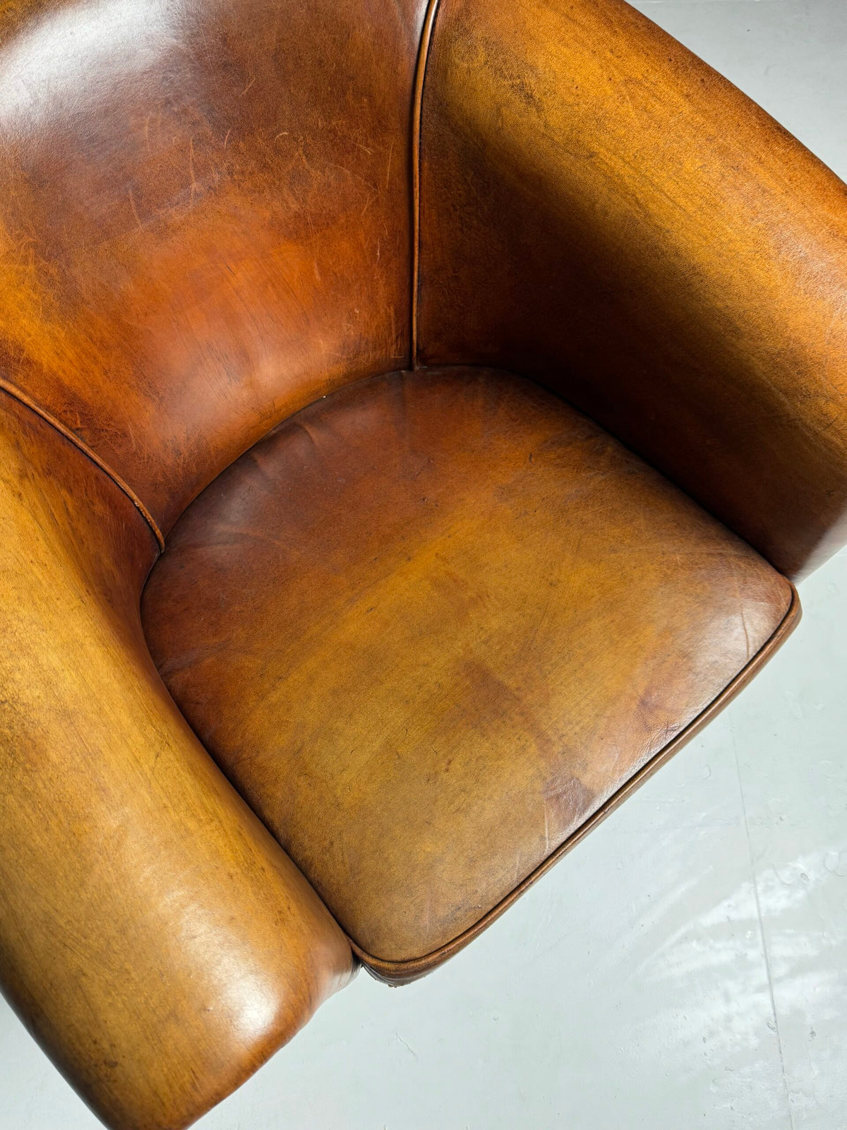 Pair of Dutch Sheepskin Leather Club Armchairs, Late 20th Century, photo 8