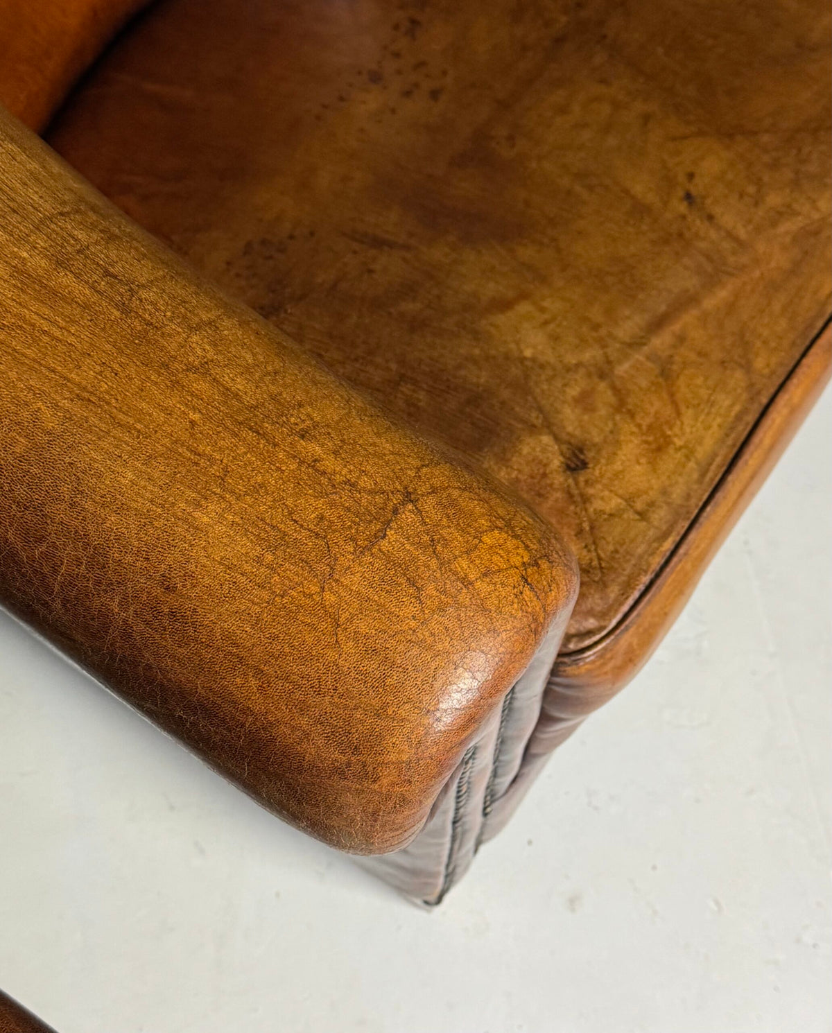 Pair of Dutch Sheepskin Leather Club Armchairs, Late 20th Century, photo 14