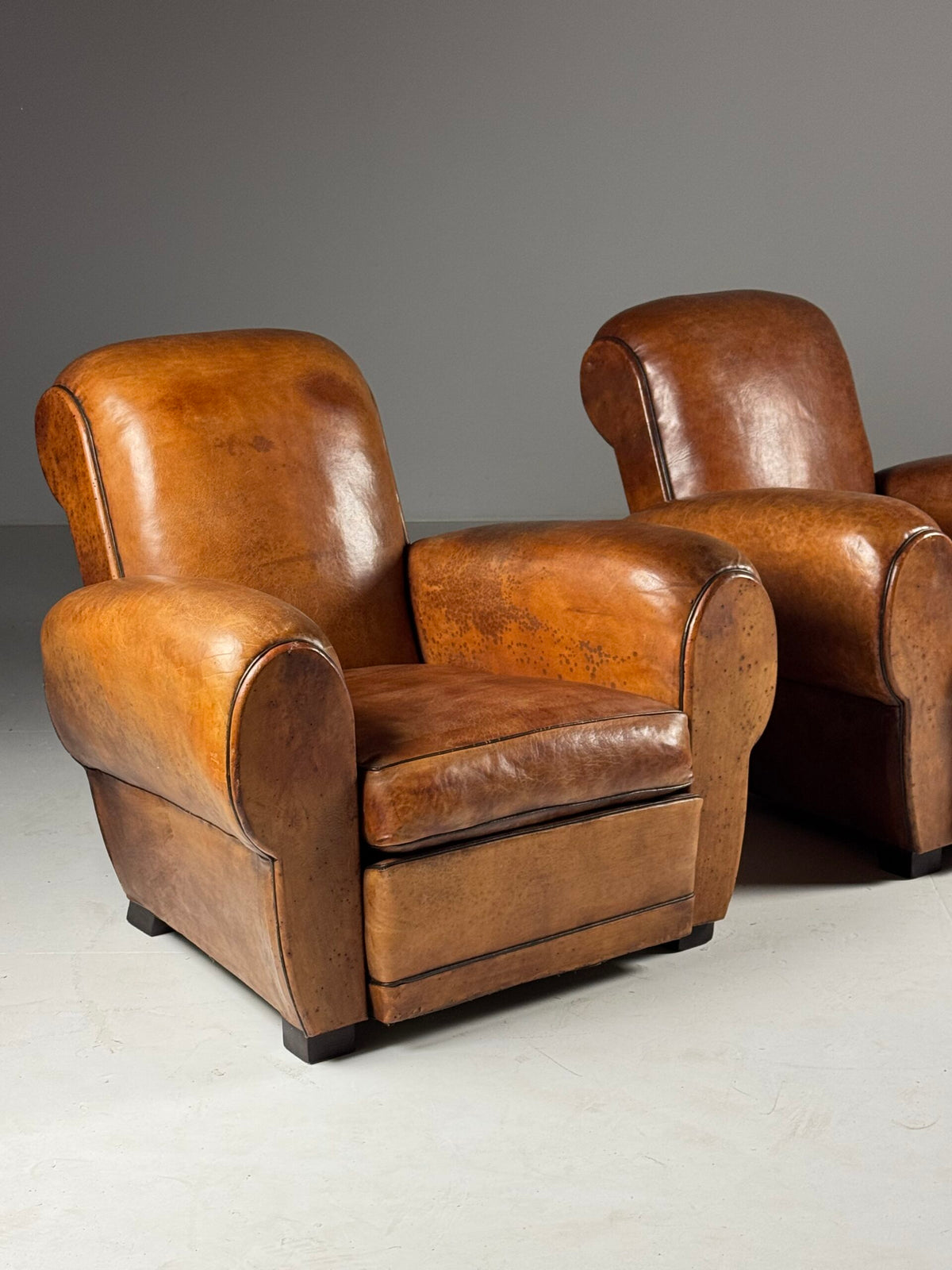 Pair of French Leather Club Chairs, 1930 to 1940, photo 1