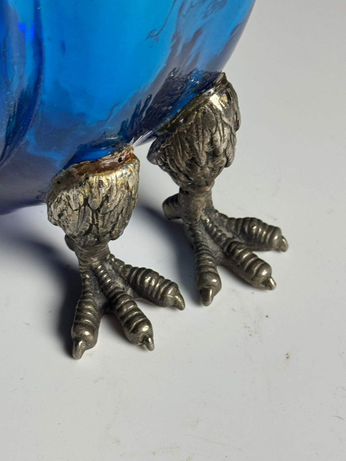 Blue Glass Eagle Decanter with Silver Plated Bronze Head, photo 7