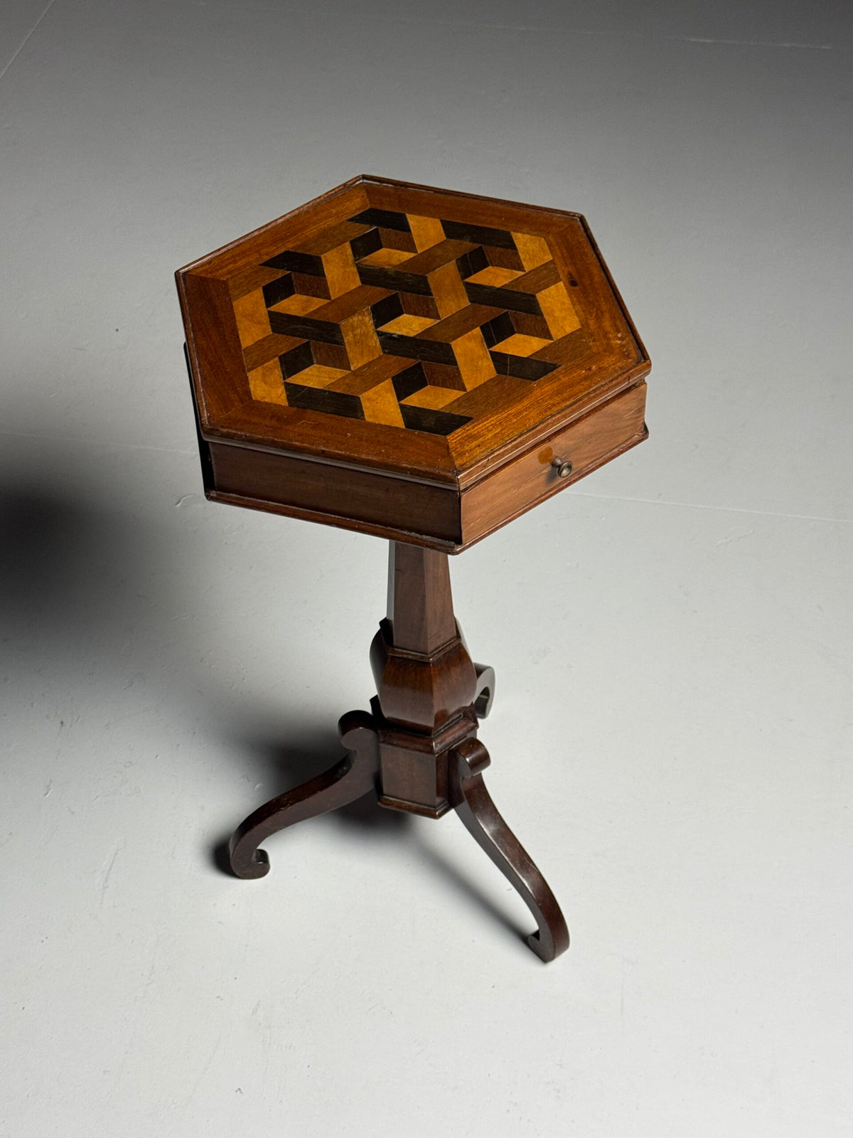 French Marquetry Side Table with Drawer, circa 1900, photo 22