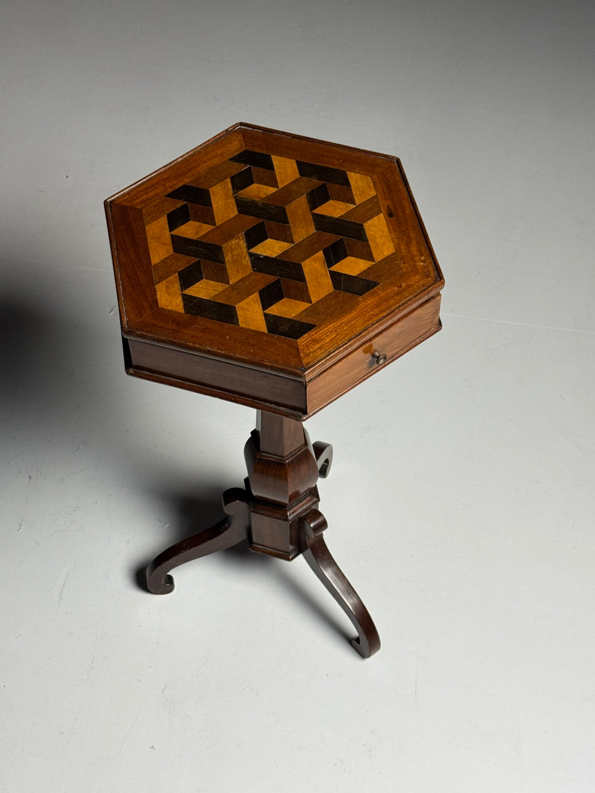 French Marquetry Side Table with Drawer, circa 1900, photo 1
