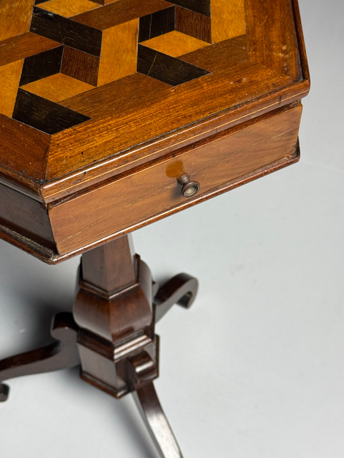 French Marquetry Side Table with Drawer, circa 1900, photo 17