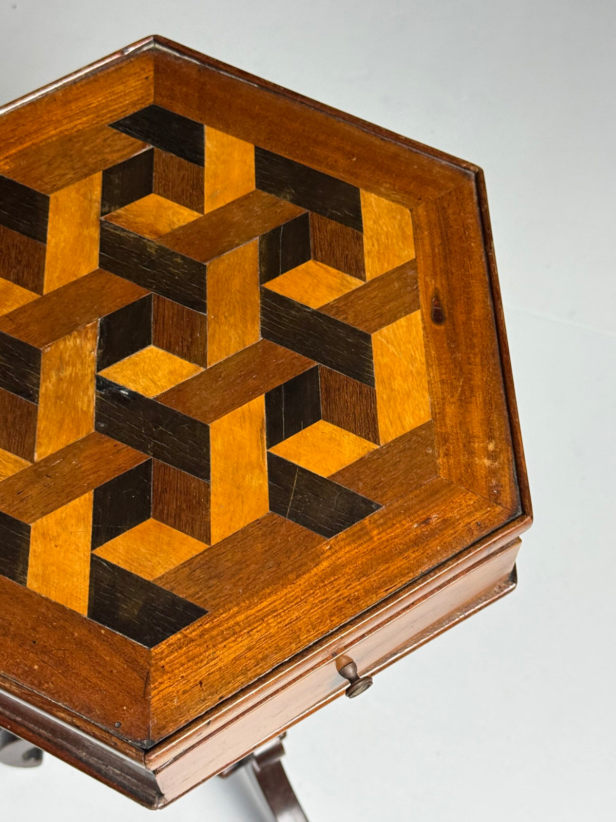 French Marquetry Side Table with Drawer, circa 1900, photo 16