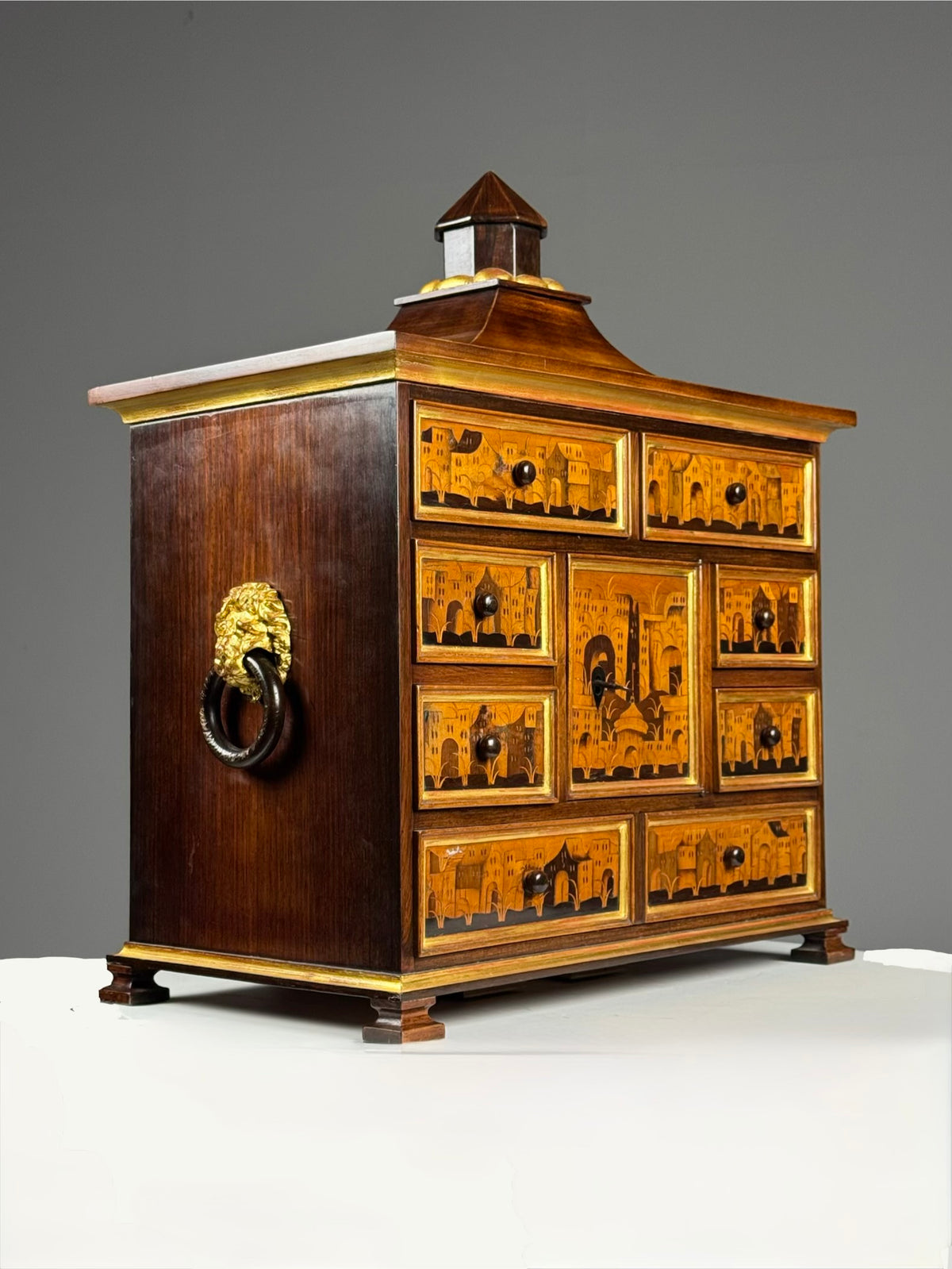 18th Century Architectural Marquetry Table Cabinet, photo 2