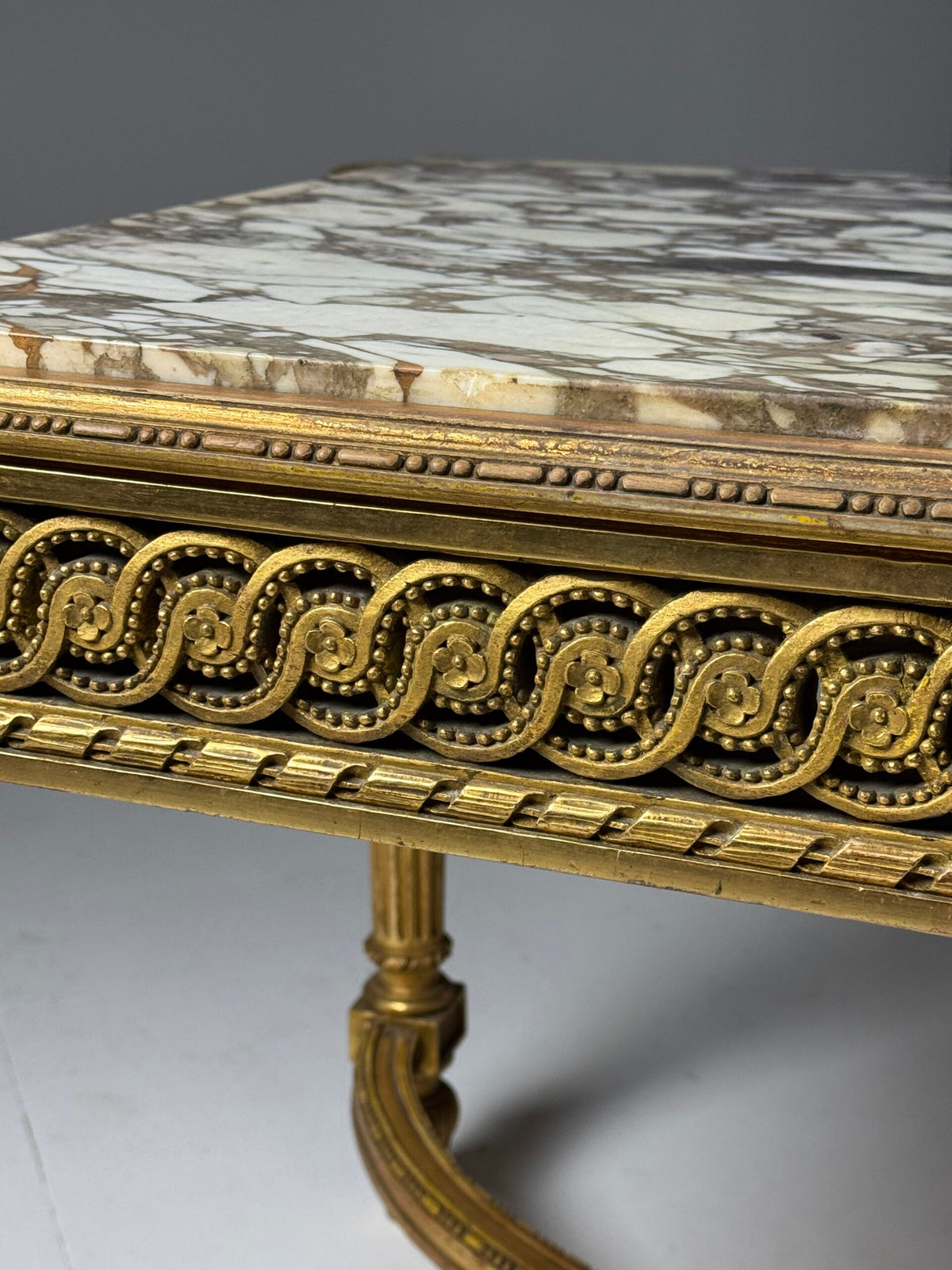 Louis XVI Style Center Table with Breccia Medicea Marble Top, photo 28