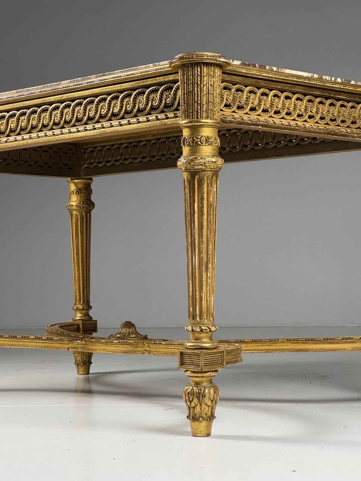 Louis XVI Style Center Table with Breccia Medicea Marble Top, photo 23