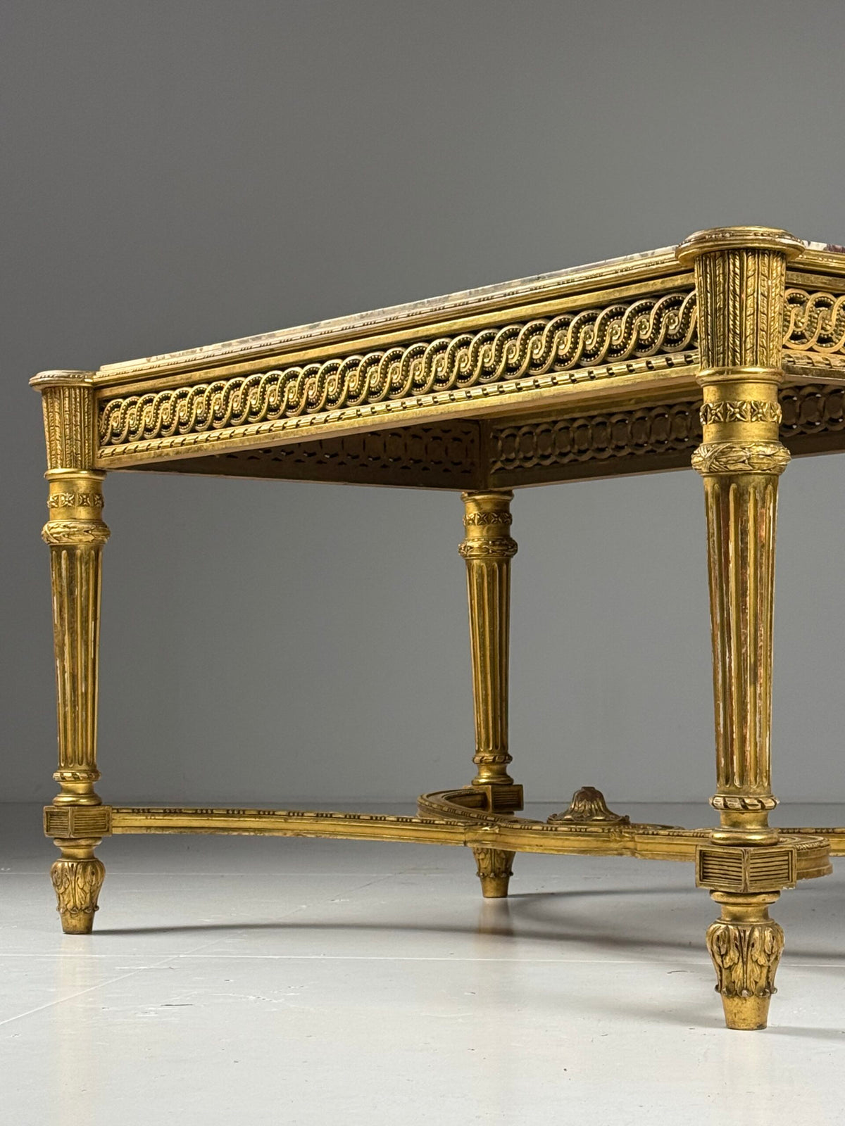 Louis XVI Style Center Table with Breccia Medicea Marble Top, photo 22