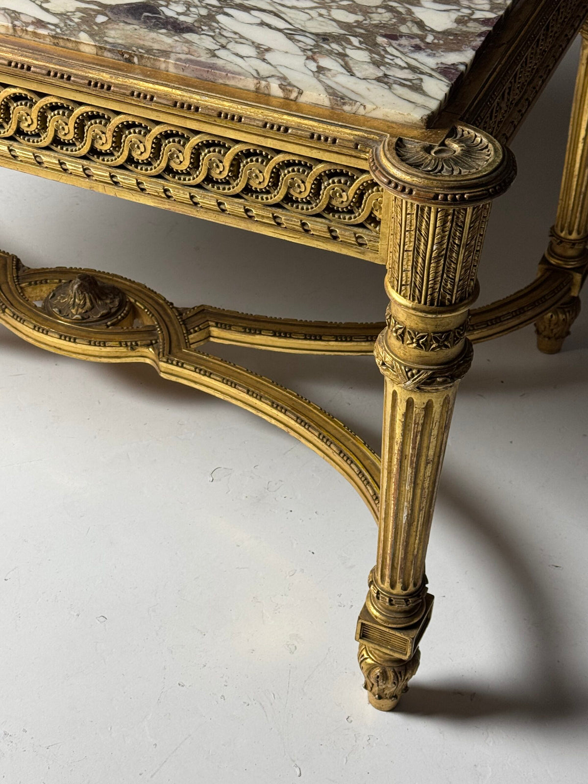 Louis XVI Style Center Table with Breccia Medicea Marble Top, photo 13