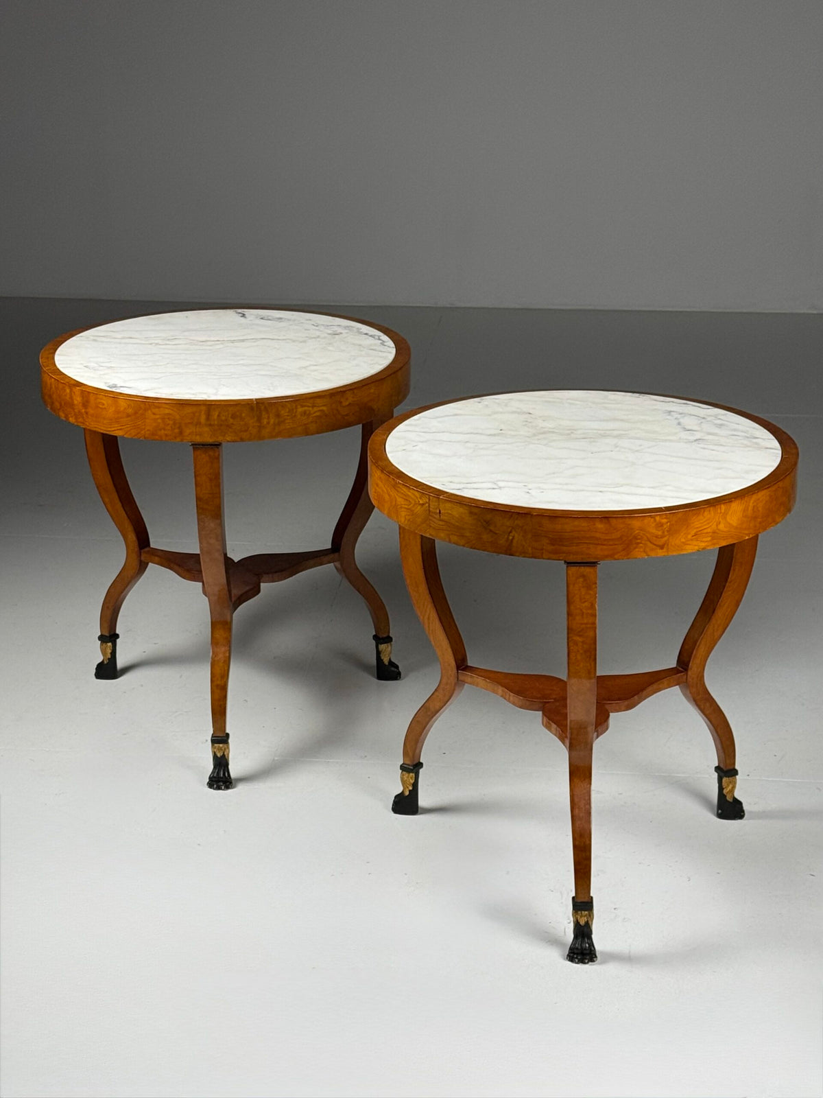 Pair of Empire Style Gueridon Tables with Carrara Marble Tops, photo 7