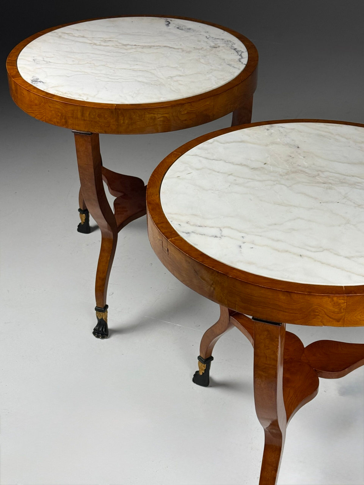 Pair of Empire Style Gueridon Tables with Carrara Marble Tops, photo 5