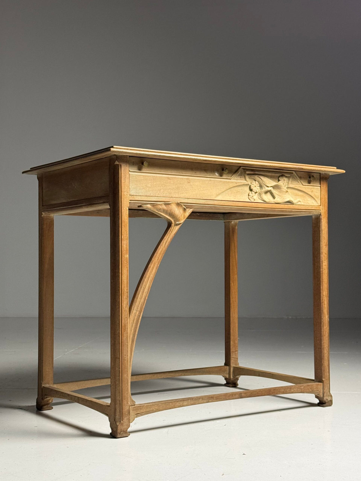 Art Nouveau Style Side Table with Carved Drawer, Early 20th Century, photo 1