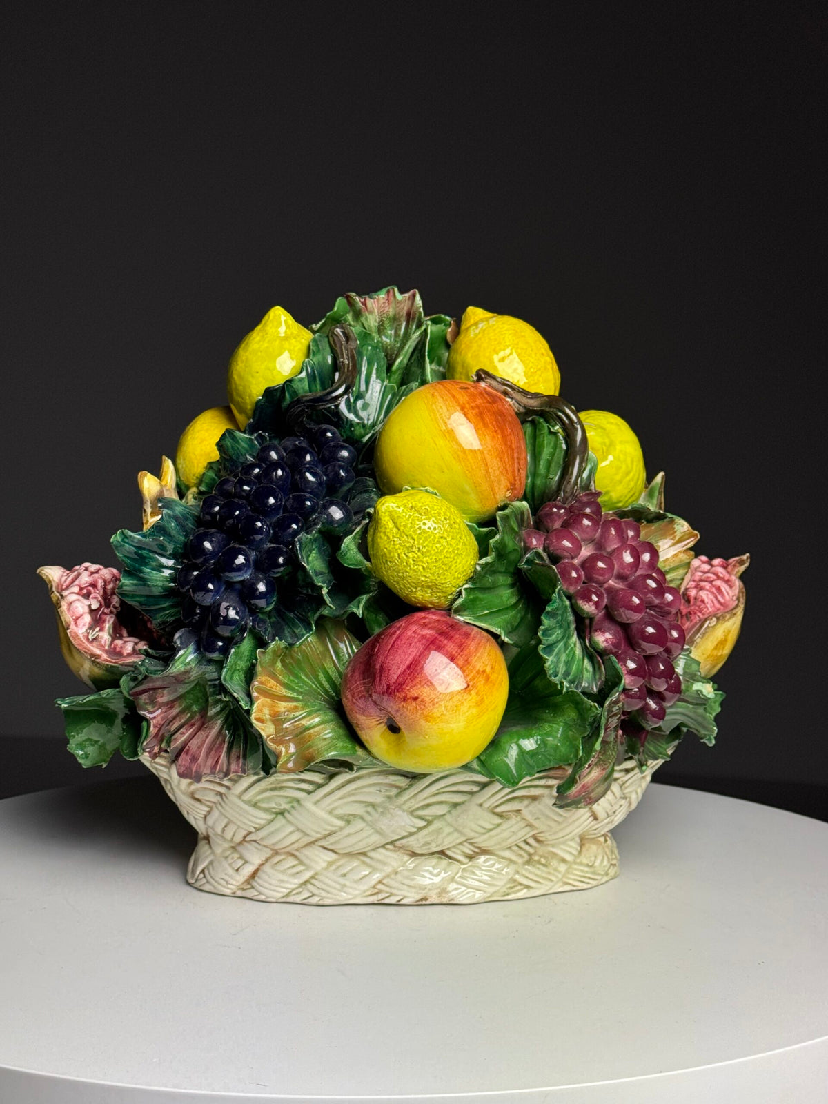 Italian Majolica Ceramic Fruit Basket, c. 1960, photo 1