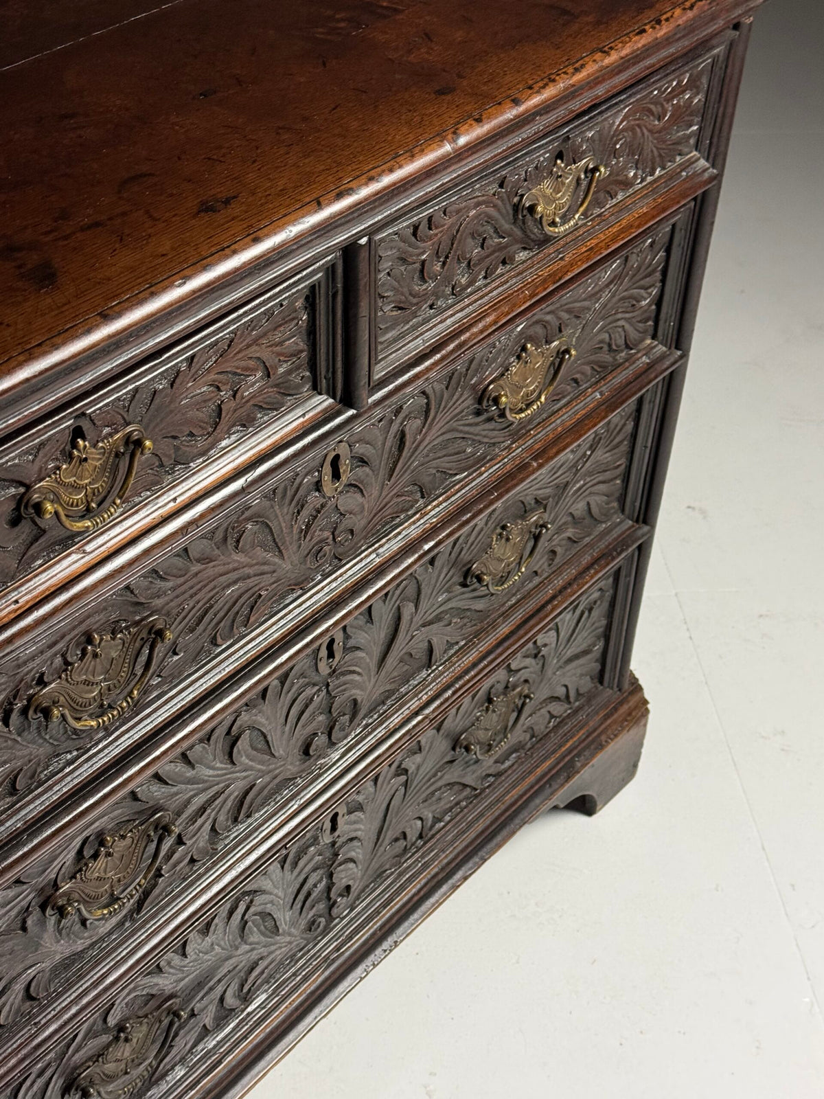 English Oak Chest of Drawers with Carved Front, Early 19th Century, photo 16