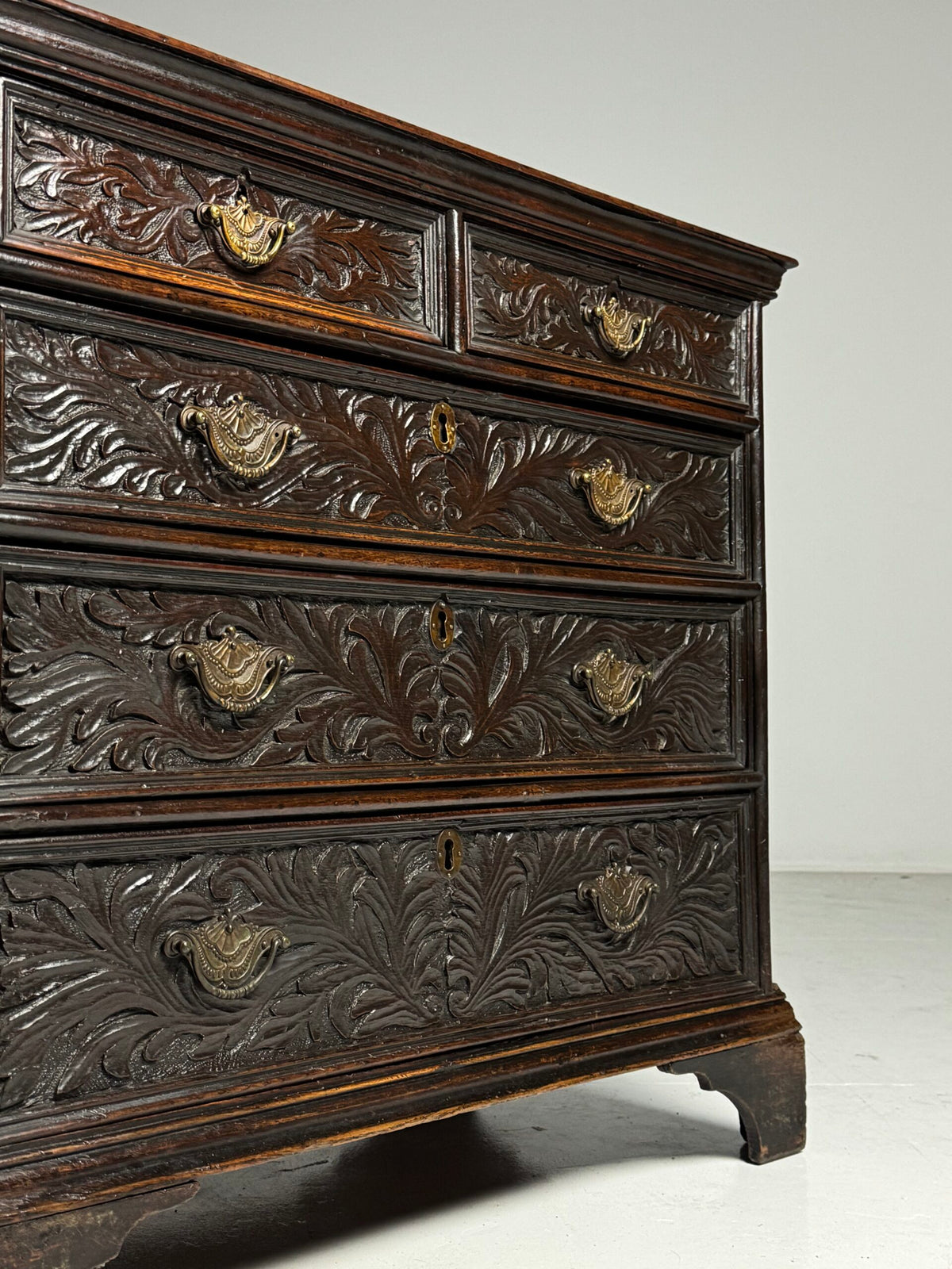 English Oak Chest of Drawers with Carved Front, Early 19th Century, photo 17