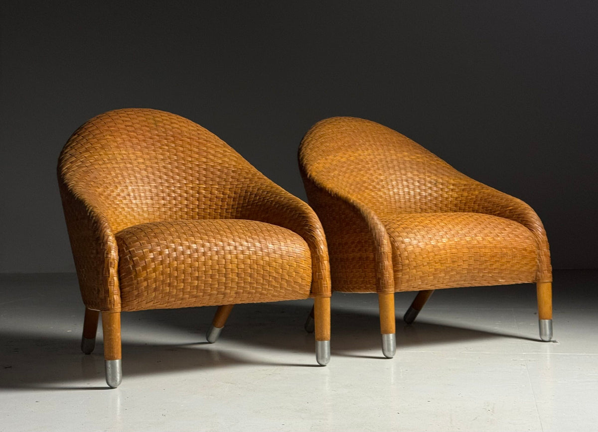 Pair of B&B Italia Cognac Leather Club Chairs by Antonio Citterio, photo 13