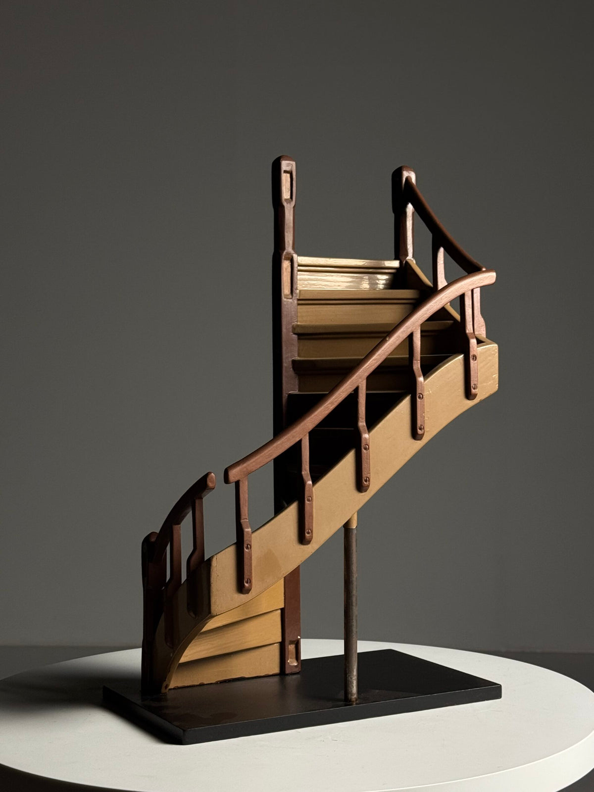 Wooden Staircase Scale Model Painted in Two Browns, photo 11