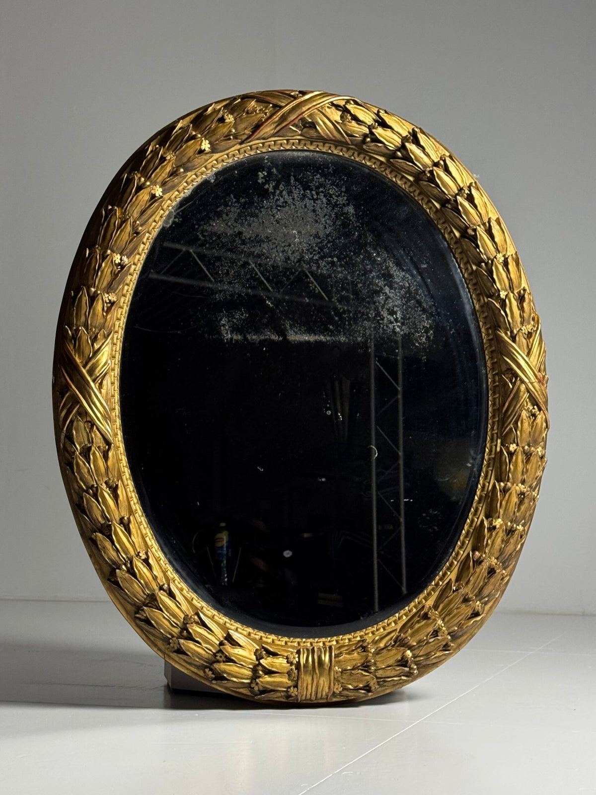 Large Oval Giltwood Empire Style Mirror, Early to Mid 19th Century, photo 14