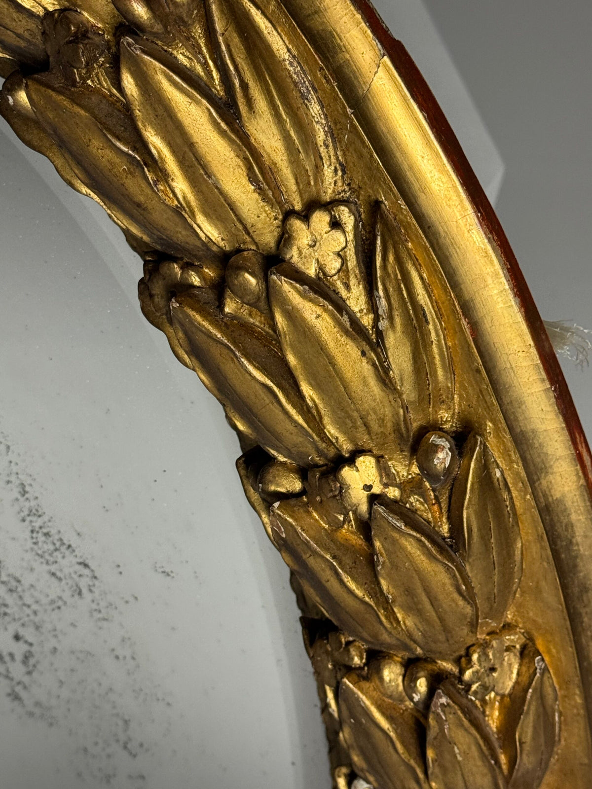 Large Oval Giltwood Empire Style Mirror, Early to Mid 19th Century, photo 5