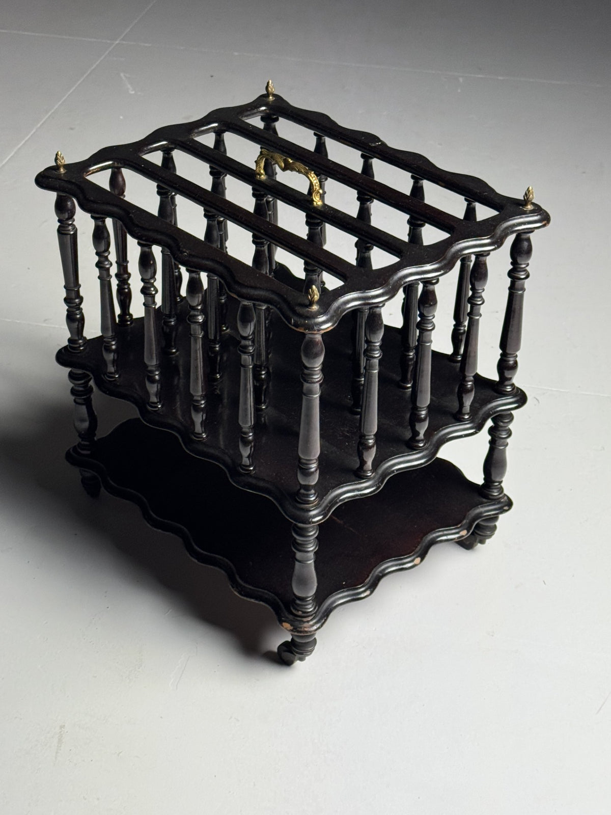 French Magazine Rack on Brass Castors, 19th Century, photo 7