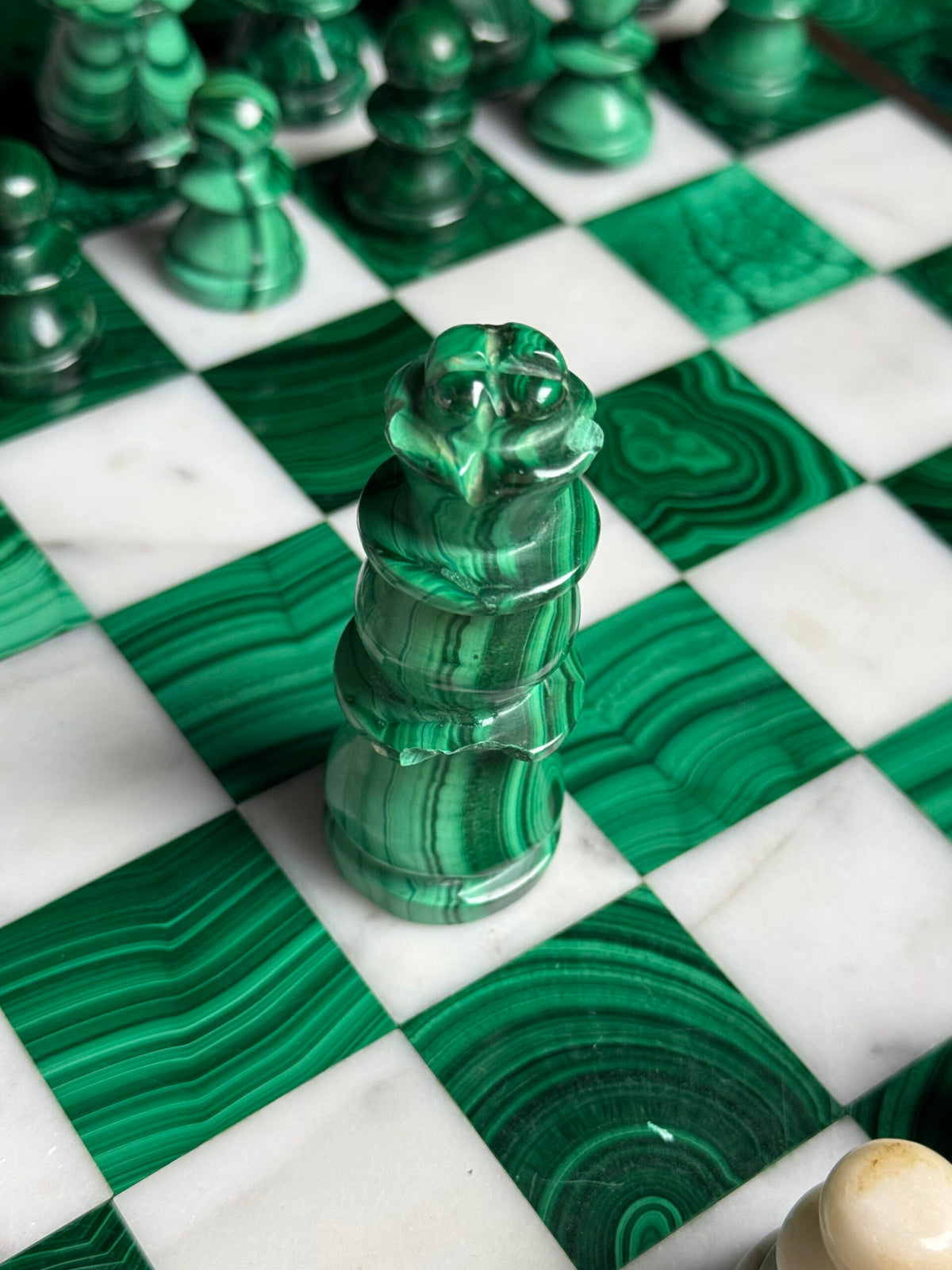 Congolese Malachite and Marble Chess Set, c. 1960, photo 11
