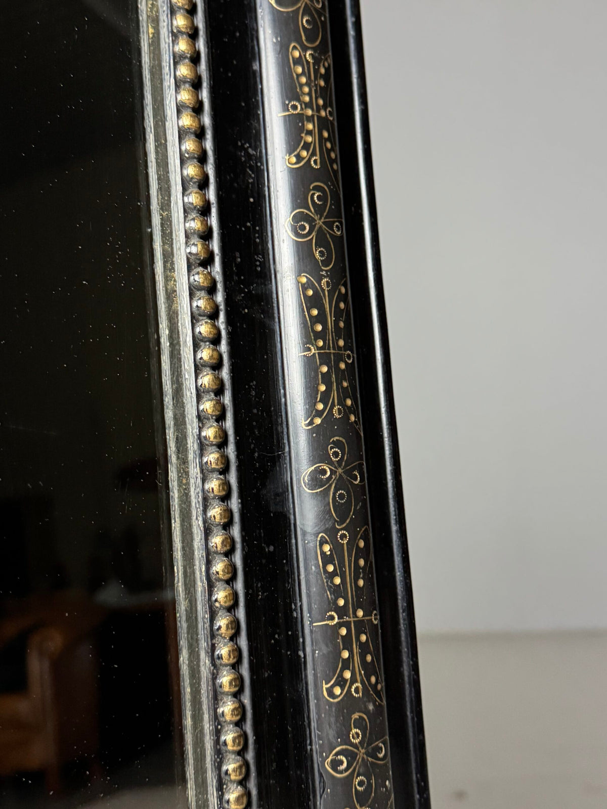French Louis Philippe Black Mirror, Late 19th Century, photo 6