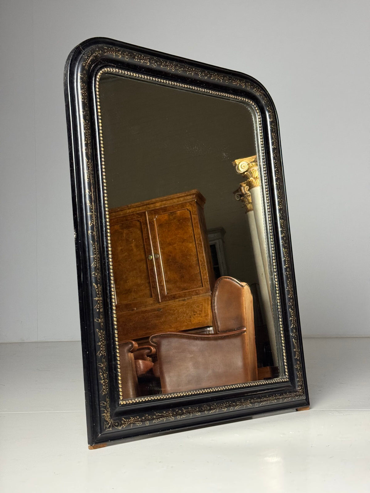 French Louis Philippe Black Mirror, Late 19th Century, photo 11