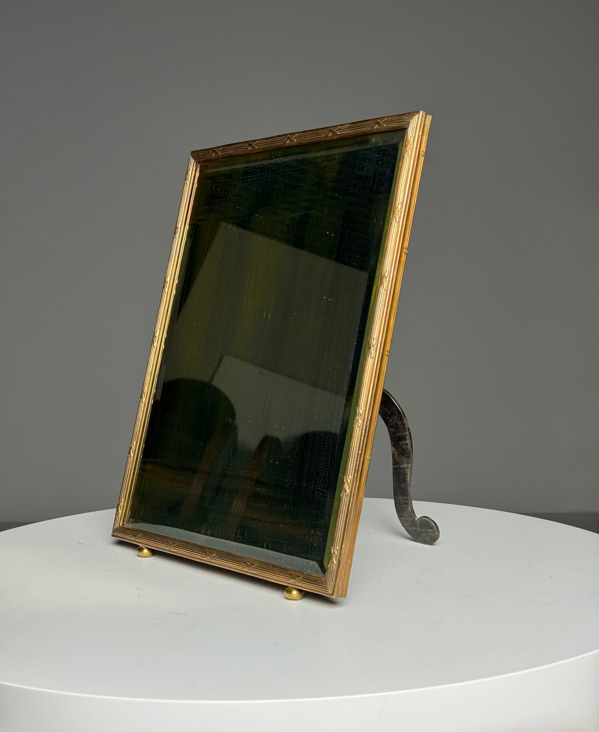 Mid Century Brass Make-up Mirror, photo 2