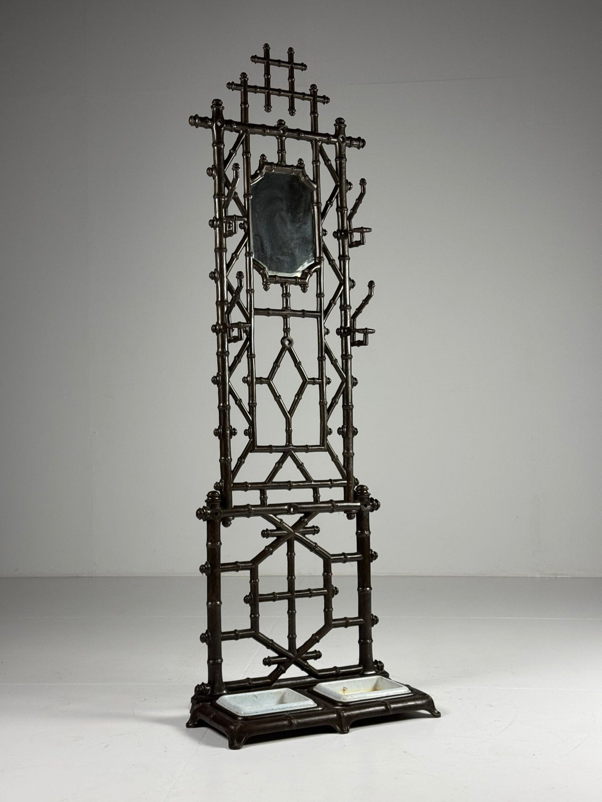French Faux Bamboo Cast Iron Hall Stand, c. 1890, photo 6
