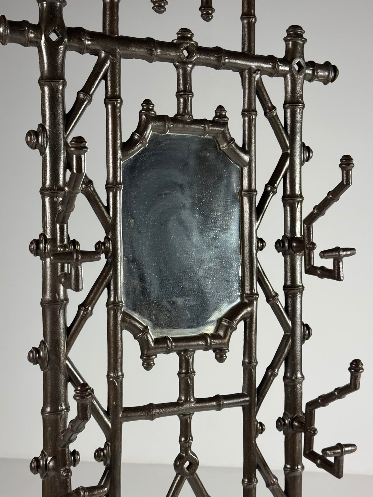 French Faux Bamboo Cast Iron Hall Stand, c. 1890, photo 17