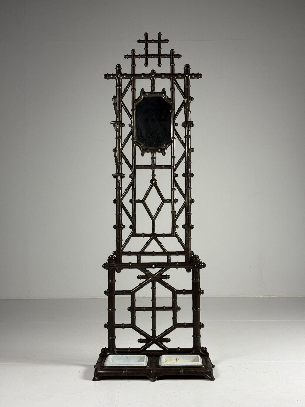 French Faux Bamboo Cast Iron Hall Stand, c. 1890, photo 1