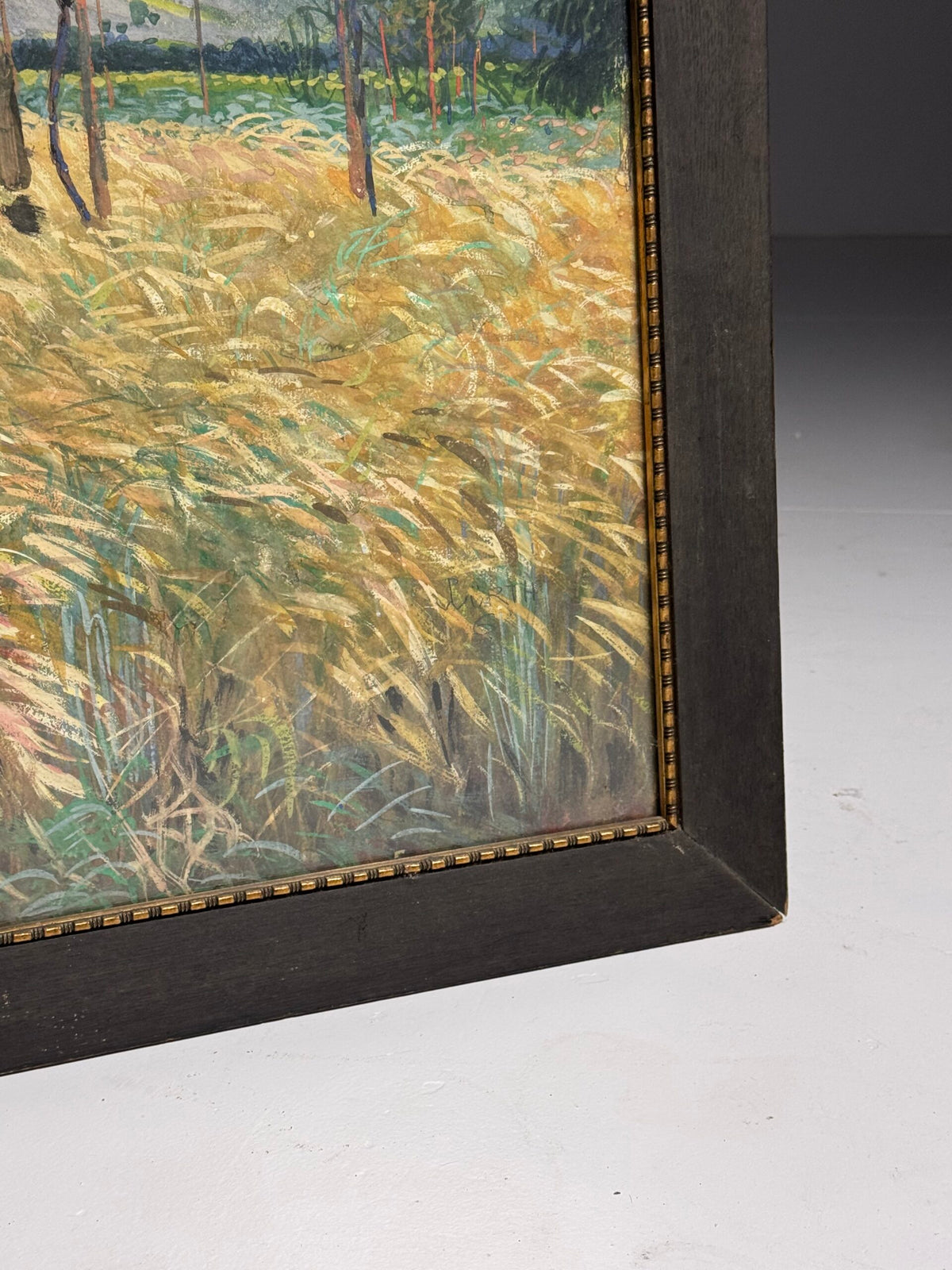 Chalk Drawing of a Cornfield with Scarecrows, Mid 20th Century, photo 11