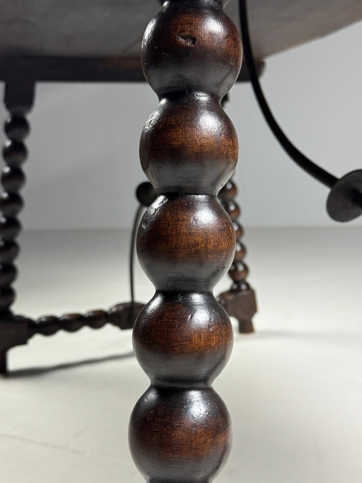 Spanish Walnut Table with Bobbin Turned Stretcher, 18th Century, photo 12