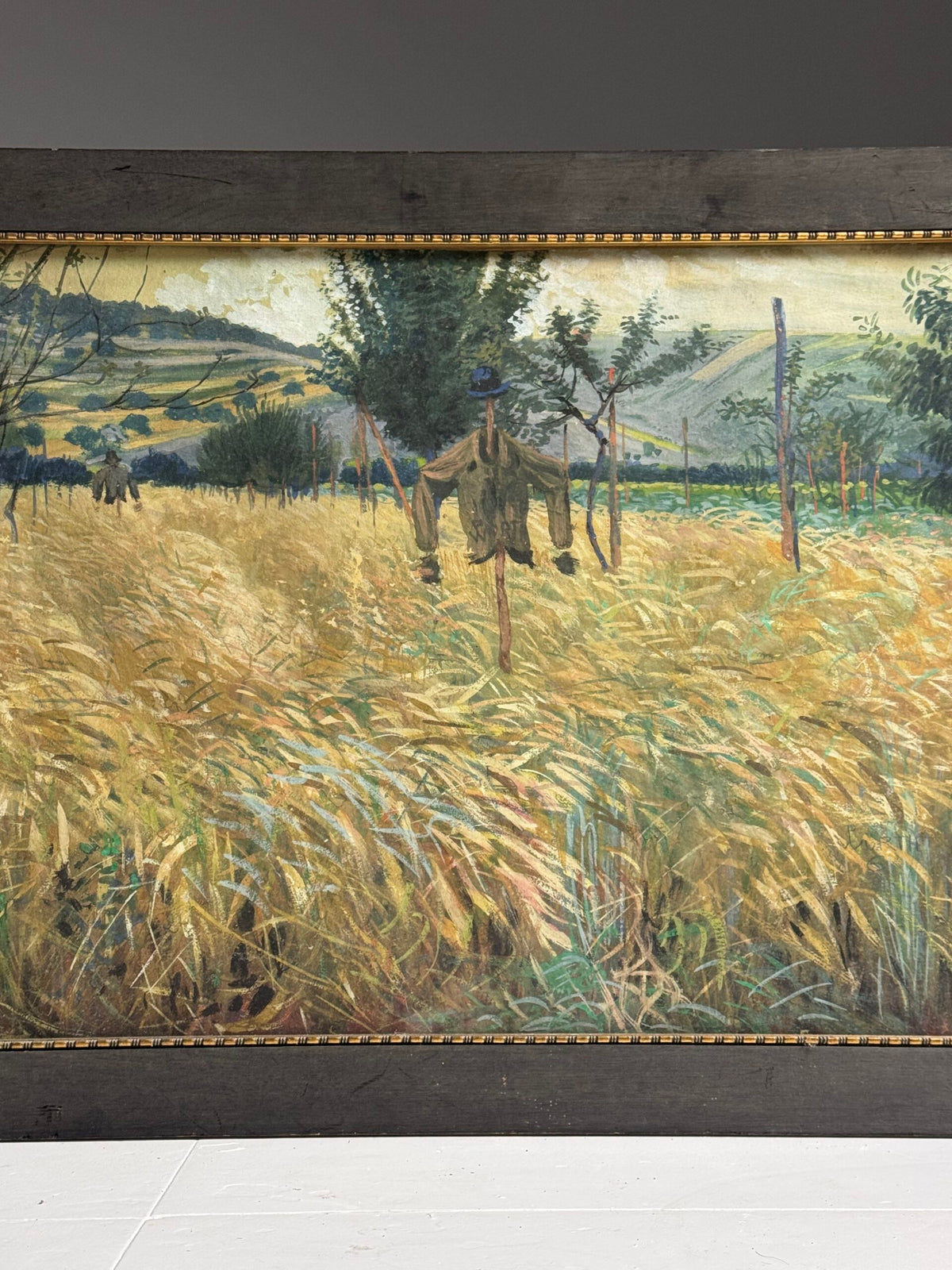 Chalk Drawing of a Cornfield with Scarecrows, Mid 20th Century, photo 6
