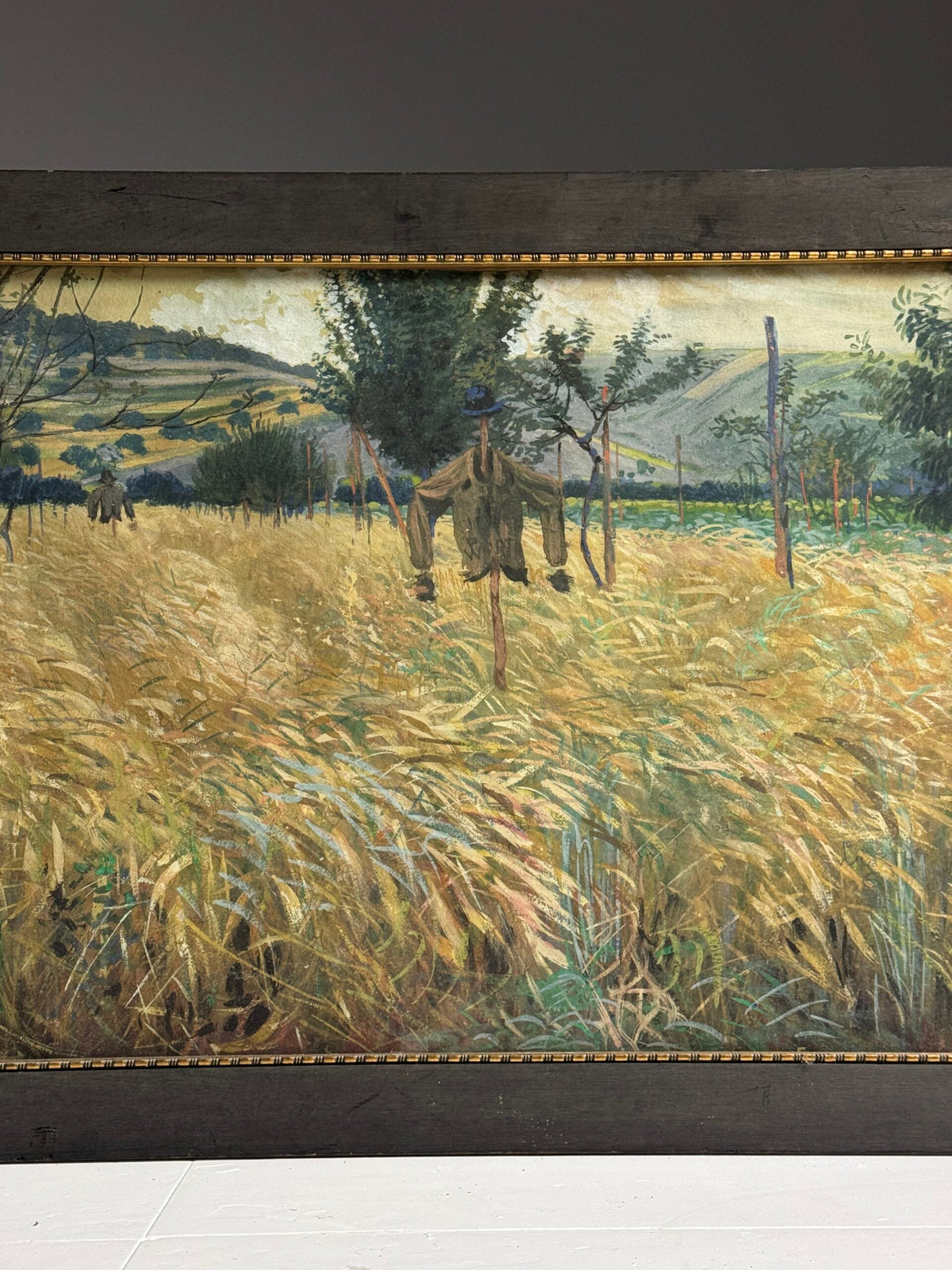 Chalk Drawing of a Cornfield with Scarecrows, Mid 20th Century, photo 3