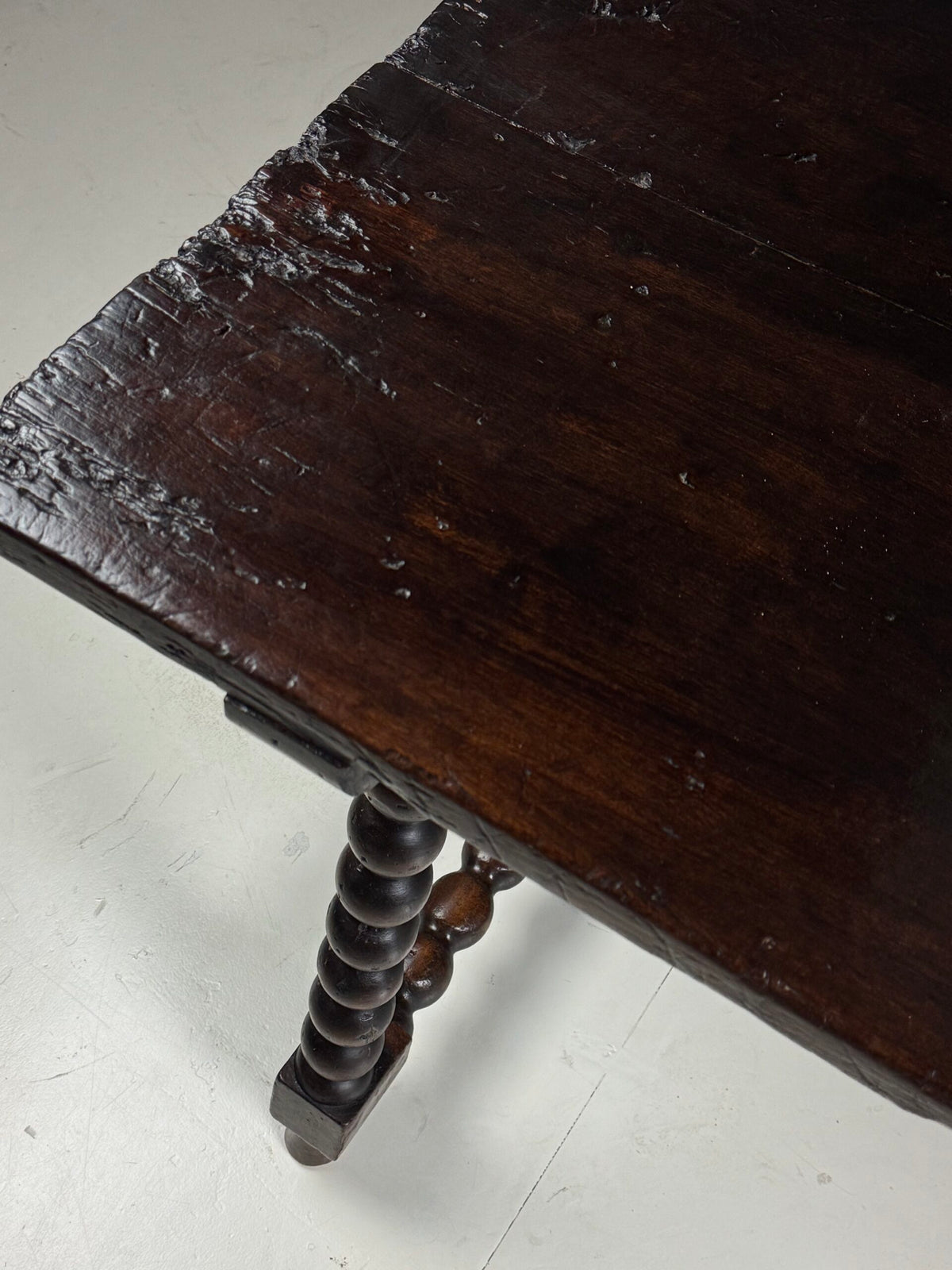 Spanish Walnut Table with Bobbin Turned Stretcher, 18th Century, photo 22