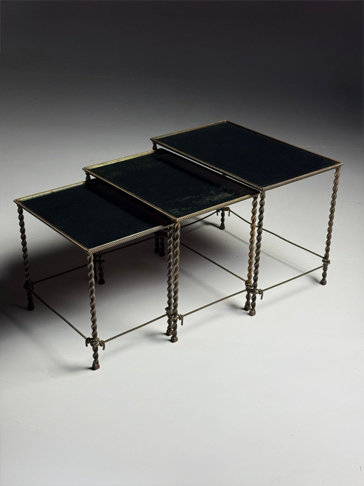 Set of Three Vintage Rope Nesting Tables, France, photo 1