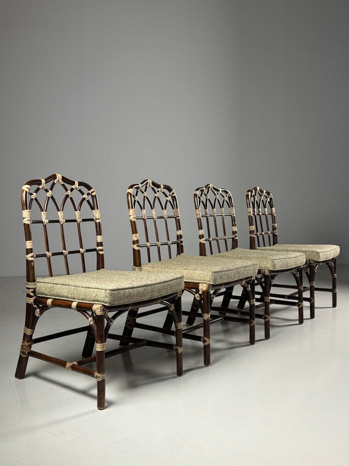 Set of Four Vintage Bentwood Dining Chairs with Bamboo Look, photo 2