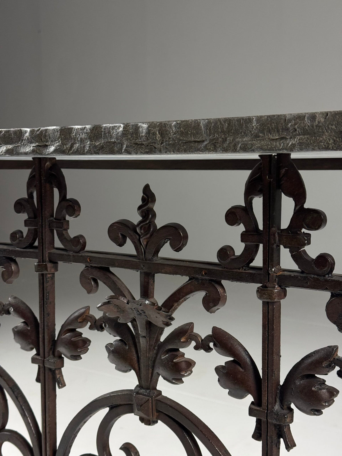 Belgian Cast Iron Console Table with Bluestone Top, photo 15