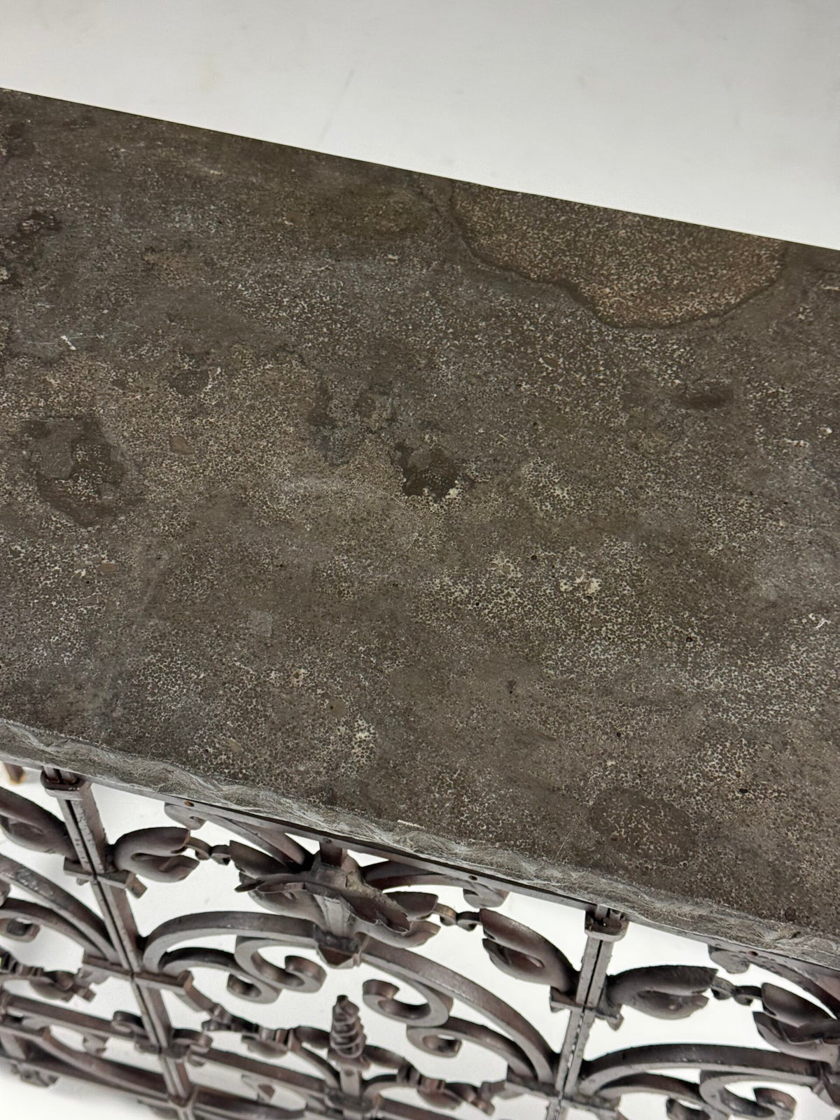 Belgian Cast Iron Console Table with Bluestone Top, photo 12