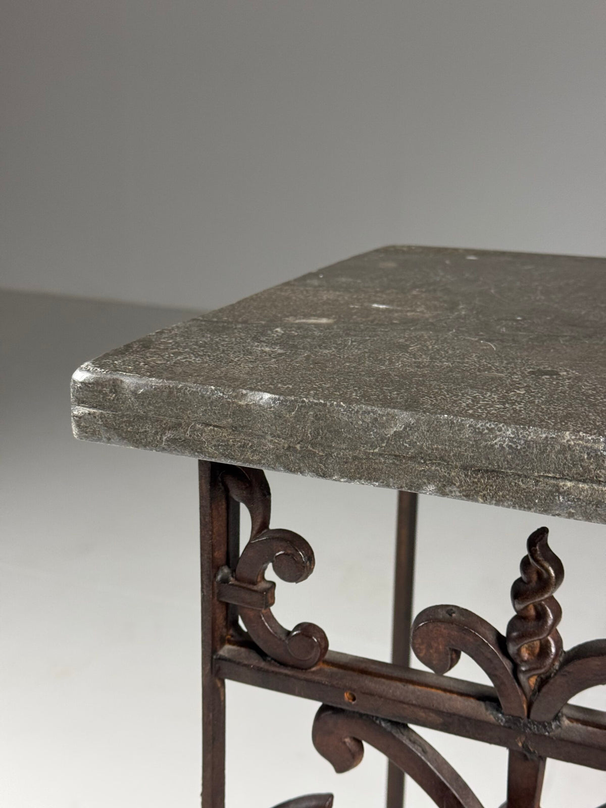 Belgian Cast Iron Console Table with Bluestone Top, photo 7