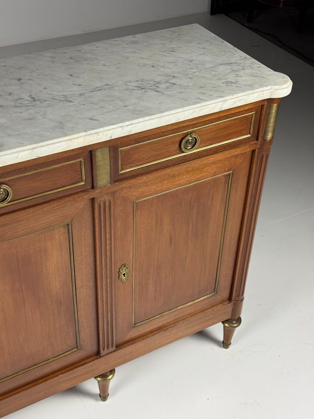 French Louis XVI Style Mahogany Sideboard with Marble Top, photo 19